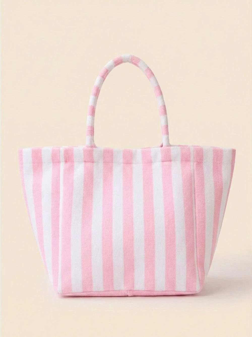 Oversized Pink & White Stripe Beach Tote - Picture 2 of 4
